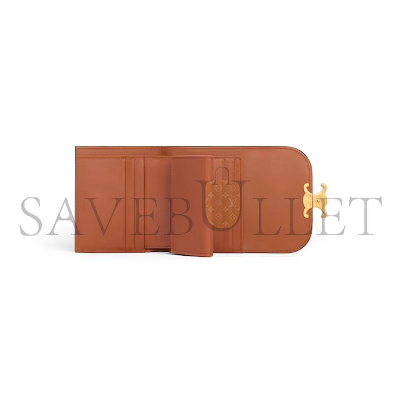 CELINE SMALL FLAP WALLET TRIOMPHE IN SHINY SMOOTH LAMBSKIN 10D783BZG.04LU (10.5*8.5*4cm)